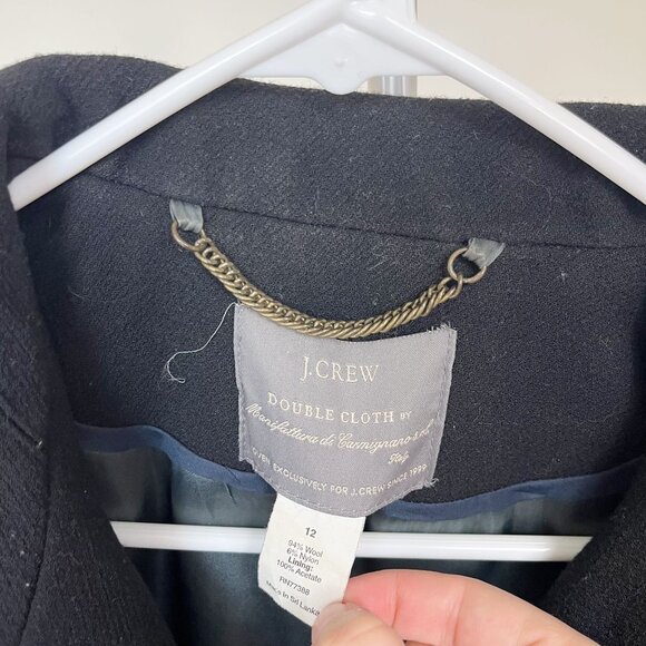 J. Crew Double Cloth Peacoat Black Winter Lady Day Coat - Womens Size 12 - Picture 3 of 5